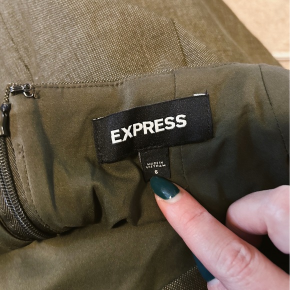 NWOT High Waisted Olive Green Express Midi Pencil Skirt size 6 - Picture 4 of 9